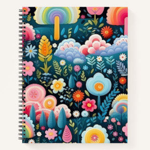Launischer Regenbogen-Garten Blumige Fantasie-Must Notizblock