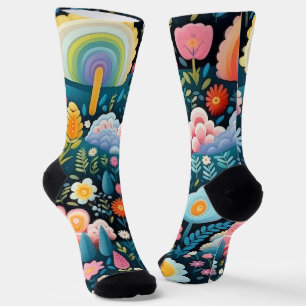 Launischer Regenbogen-Garten Blumige Fantasie-Must Socken