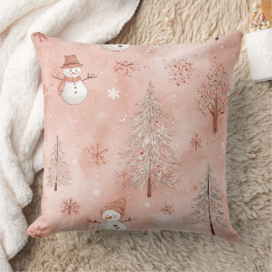 Launischer Rosa Schneemann Weihnachten - Winter (1 Kissen