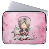 Launischer rosa Weihnachtsengel Laptopschutzhülle (Vorderseite)