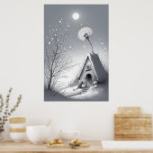 Launischer Schneigeshöft unter Mondlicht Poster (Küche)