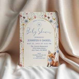 Launischer Staubblauer Wald-Fuchs-Baby-Party-Einla Einladung