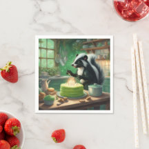 Launischer Stinktier zündet Kerzen auf Kuchen an