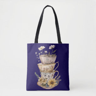 Launischer Teetassen- und Gänseblümchen-Tote Tasche