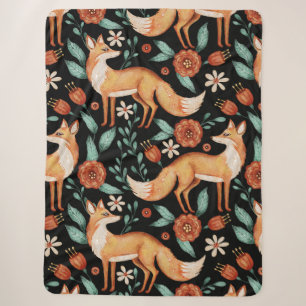 Launischer Wald Fuchs & Blumenmuster Sherpadecke