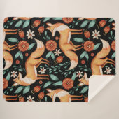 Launischer Wald Fuchs & Blumenmuster Sherpadecke (Vorderseite (Horizontal))