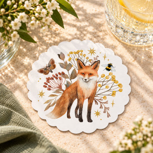 Launischer Wald Fuchs und Herbstwildblumen Untersetzer
