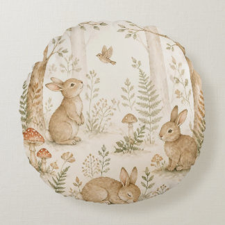 Launischer Wald Waldtiere Baby Rundes Kissen