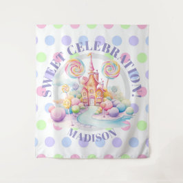 Launischer Wasserfarben-Pastell-Candyland-Geburtst Wandteppich