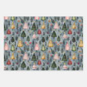 Launischer Weihnachtsbaum-Wald-Weihnachtsmuster Geschenkpapier Set (Vorderseite 3)