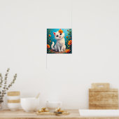 Launischer Weißer Kätzchengarten Poster (Küche)