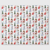 Launischer Winterbaum mit Santa und Schneemann Geschenkpapier (Flach)