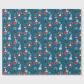 Launischer Winterbaum mit Santa und Schneemann Geschenkpapier (Flach)