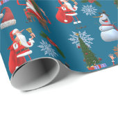 Launischer Winterbaum mit Santa und Schneemann Geschenkpapier (Rolleneckpunkt)