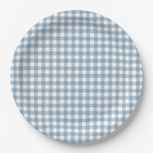 Launisches Blau Gingham Pappteller