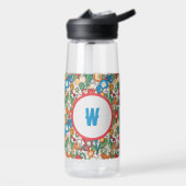 Launisches Blumen-Doodle-Muster mit Monogramm Trinkflasche (Links)