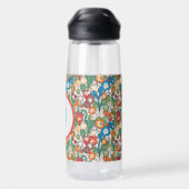 Launisches Blumen-Doodle-Muster mit Monogramm Trinkflasche (Rückseite)