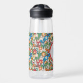 Launisches Blumen-Doodle-Muster mit Monogramm Trinkflasche (Vorne)