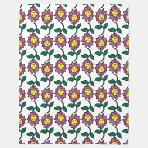 Launisches Blumen-Gesicht-Muster mit Lächeln Fleecedecke