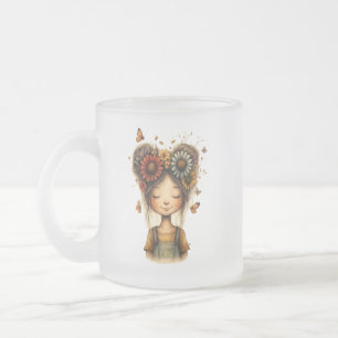 Launisches Blumenmädchen mit Haarknoten Cottagecor Mattglastasse