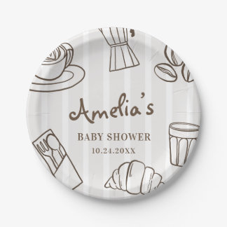 Launisches Café Bebe Stripe Babyparty Pappteller