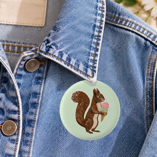 Launisches Eichhörnchen mit Eiscreme-Wald Button
