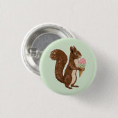 Launisches Eichhörnchen mit Eiscreme-Wald Button (Vorne & Hinten)