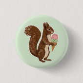 Launisches Eichhörnchen mit Eiscreme-Wald Button (Vorderseite)
