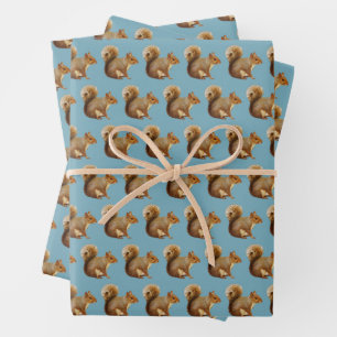 Launisches Eichhörnchen-Muster Premium Geschenkpapier Set