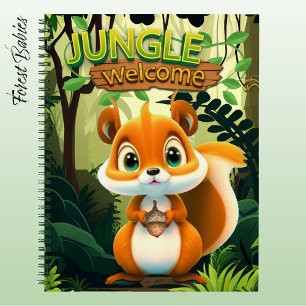 Launisches Eichhörnchen Tier Cartoon Grafik Wald Notizblock