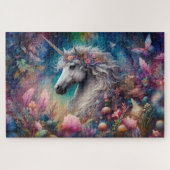 Launisches Einhorn im Blumenwald Puzzle (Horizontal)