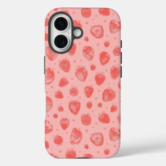 Launisches Erdbeermuster auf Rosa Case-Mate iPhone Hülle (Rückseite)