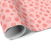Launisches Erdbeermuster auf rosa Hintergrund Geschenkpapier (Rolleneckpunkt)