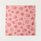 launisches Erdbeermuster auf Rosa Wandteppich (Vorderseite (Horizontal))