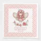 Launisches Feenmädchen 6. Geburtstag Rosa Blumen Serviette (Vorderseite)