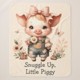 Launisches Ferkel in Pastell-Overalls Pfirsich Sherpadecke