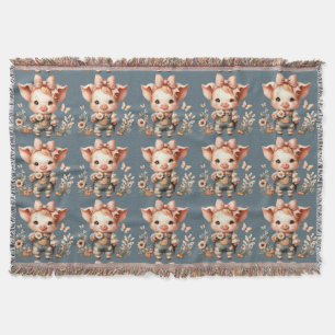 Launisches Ferkel in pastellfarbenen Overalls Blau Decke