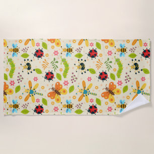 Launisches Florales Insekten-Naturmuster Strandtuch