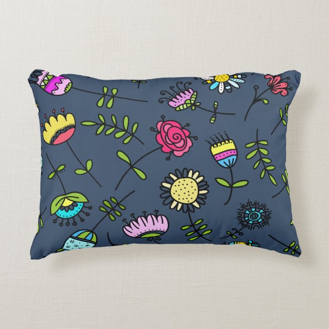 Launisches florales Muster Art Design Dekokissen (Vorderseite)