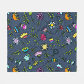 Launisches florales Muster Art Design Fleecedecke (Vorderseite (Horizontal))