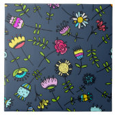 Launisches florales Muster Art Design Fliese (Vorderseite)