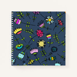 Launisches florales Muster Art Design Notizblock