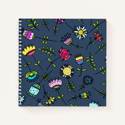 Launisches florales Muster Art Design Notizblock (Vorderseite)