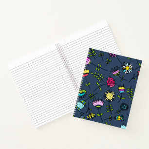 Launisches florales Muster Art Design Notizblock