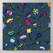 Launisches florales Muster Art Design Poster (Vorne)