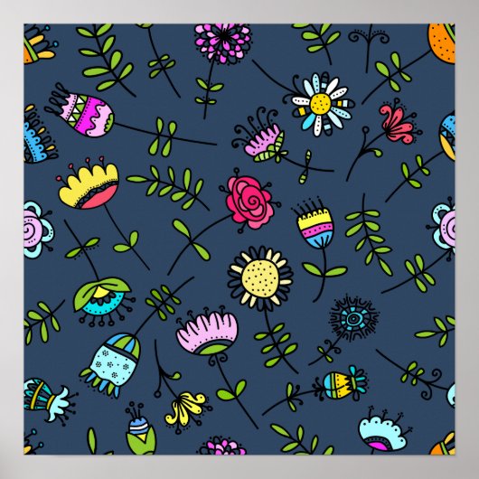 Launisches florales Muster Art Design Poster (Vorne)