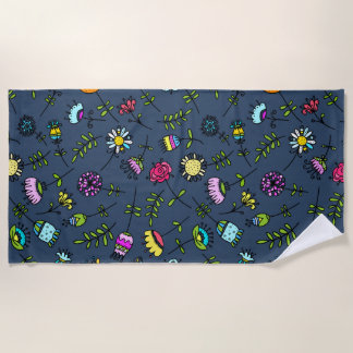 Launisches florales Muster Art Design Strandtuch