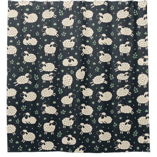 Launisches Fluffschaf-Muster Duschvorhang (Vorderseite)