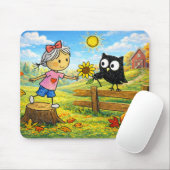 Launisches Herbstmädchen und Eule Mousepad (Mit Mouse)