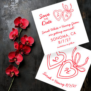 Launisches Herz-Anhänger-Doodle-Skizze Modern BENU Save The Date